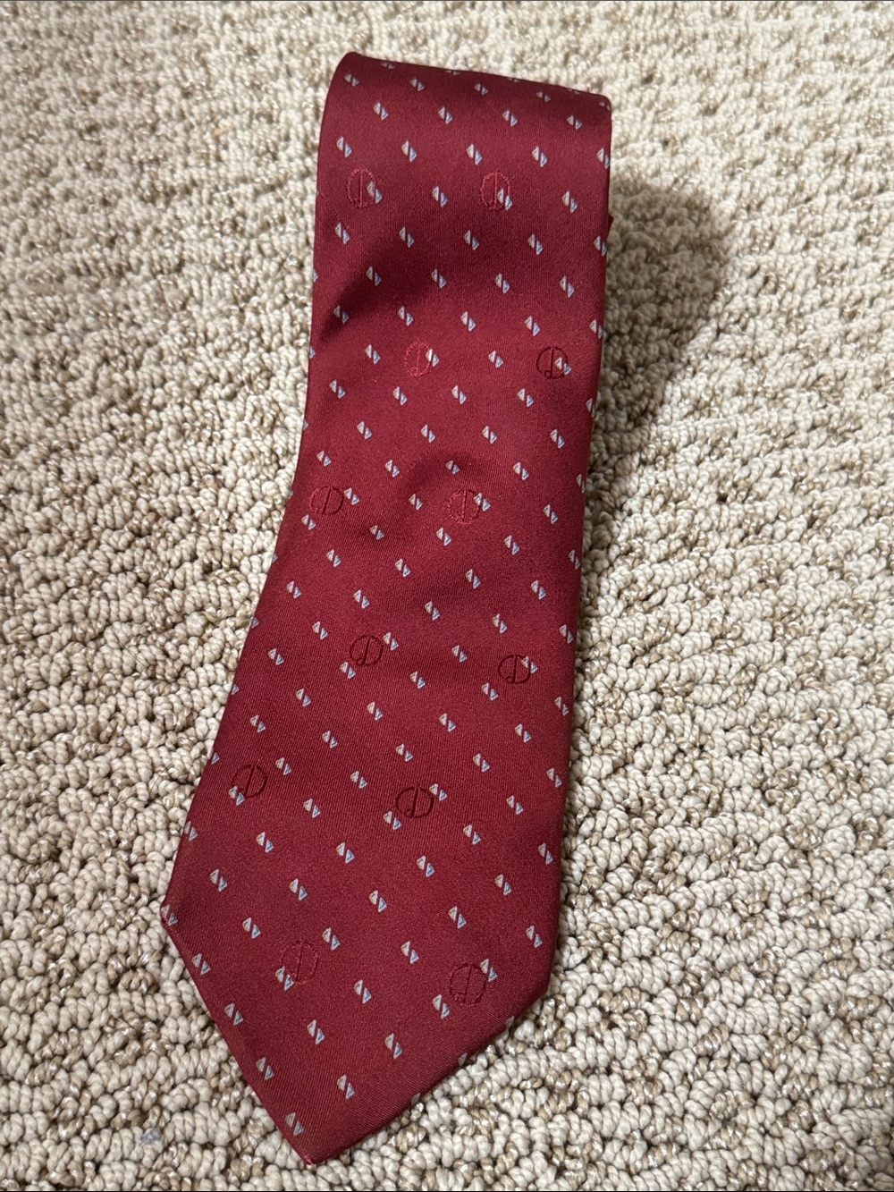 Dunhill Maroon Tie with Small Silver Motif